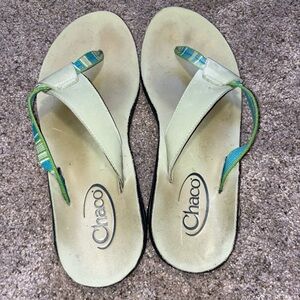 Chaco Women's Sandals - Light Green with Blue Accents